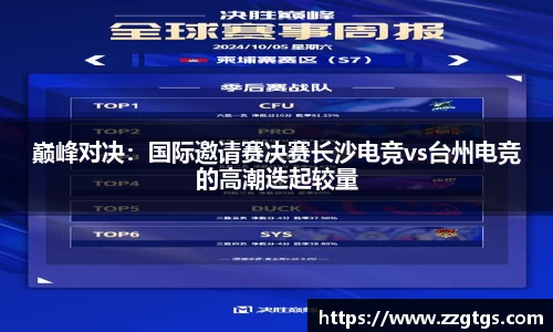 巅峰对决：国际邀请赛决赛长沙电竞vs台州电竞的高潮迭起较量